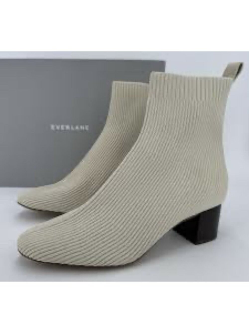 NEW Everlane The Glove Boot Size 8 Bone Rib Knit Ankle Sock Stretch Pretty NWOB